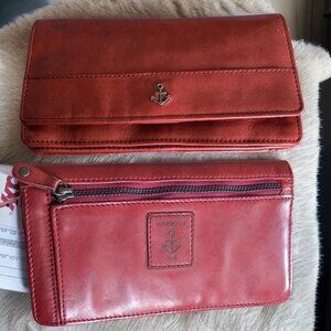 NWT HARBOR 2ND Chili Red Distressed Leather Wallet